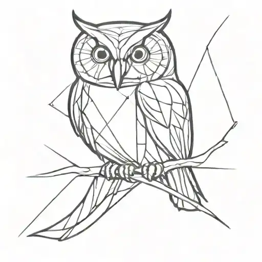 Owl With Light Ray And Rectilinear Shapes