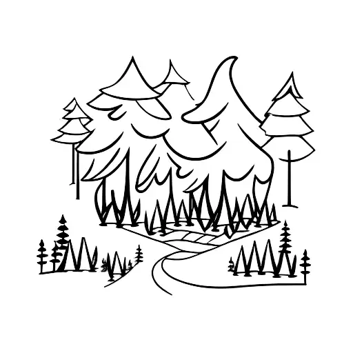 A Forest Path Leading To A Soccer Field With Players In Action