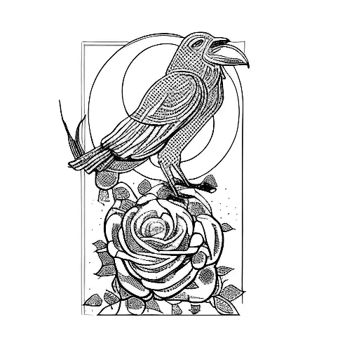 A Raven On A Skull Of Roses
