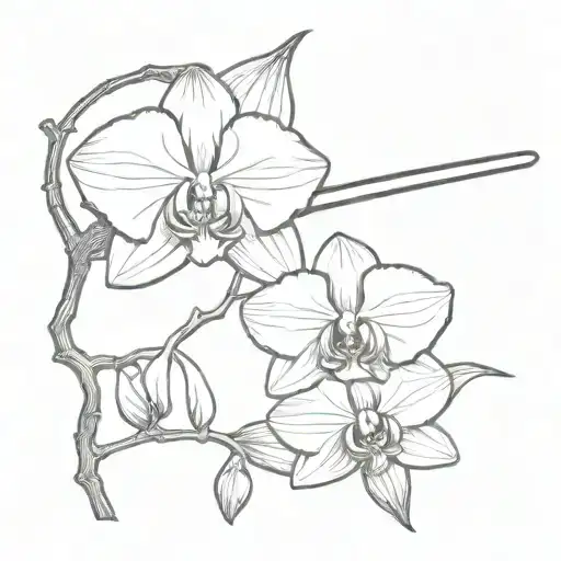 Katana Next To One Orchid