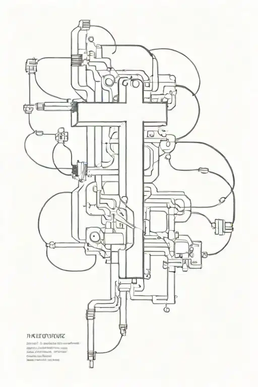 A Electronic Christian Cross Made Out Of Computer Processor And Device Pieces With A Lot Of Wires