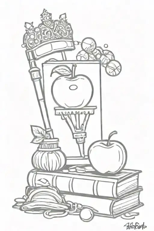 An Apple And A Crown And Christmas Lights And A Sonic Screwdriver And A Book