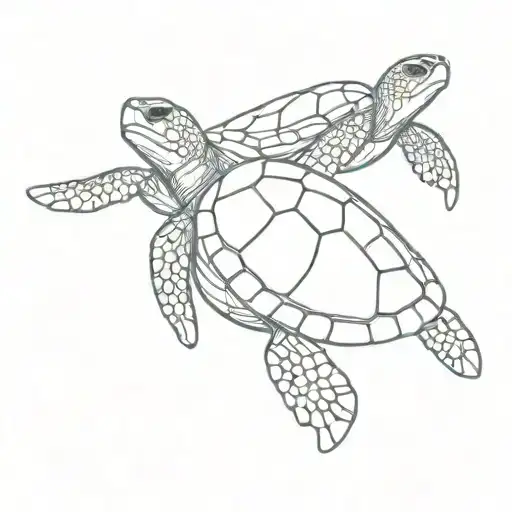 Sea Turtle Swimming Together