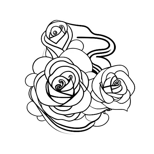 A Minimalist Tattoo Of A Snake Wrapped Around A Rose Stem Forming The Shape Of A Guitar