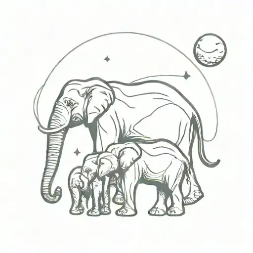 Elephant Family Moon Surrounded
