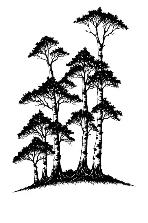 3 Birch Trees Background Looking