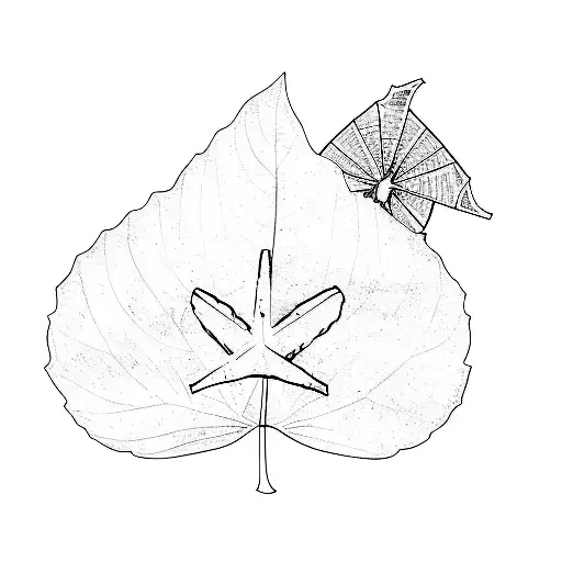 A Leaf With A Windmill On It