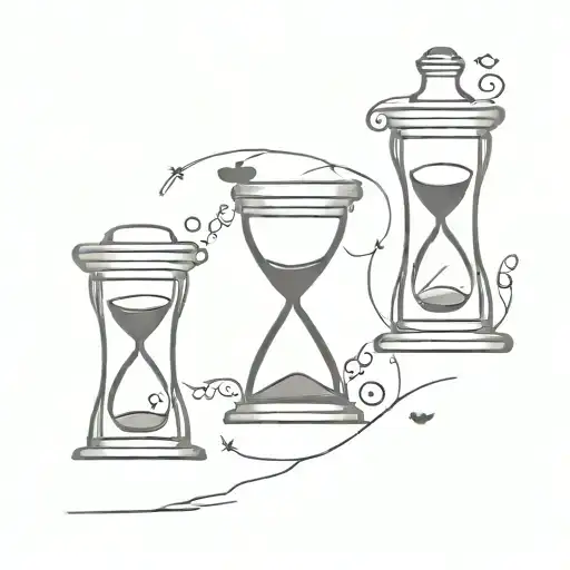 Hourglass And Silhouettes Of Family Of 4
