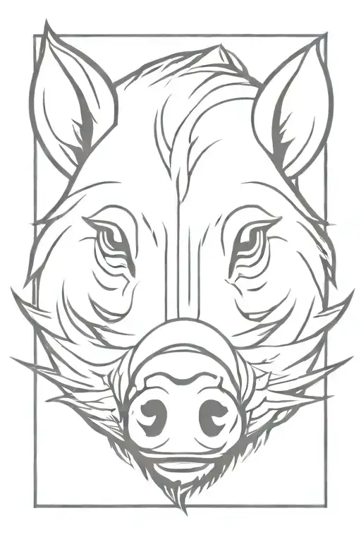 Boar Head Oneline Minimal Simple Small Male Symbol