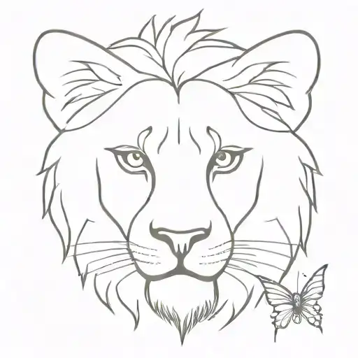 Half Lion Head And Half Butterfly