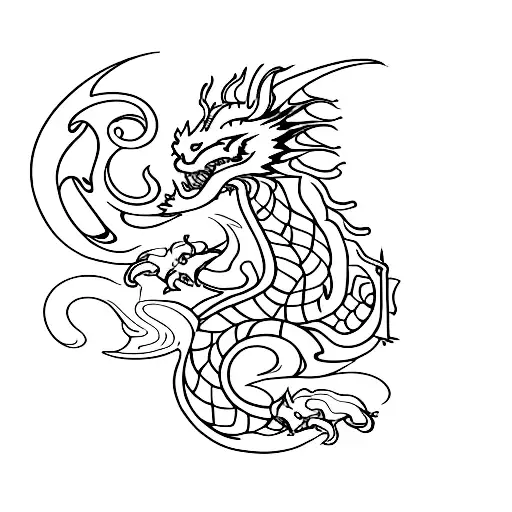 A Dragon Wrapped Around The Name 'Nayara' In A Minimalist Style