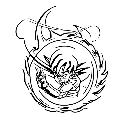 A Minimalist Tattoo Of A Dragon Ball With The Name 'Nayara' Written Inside