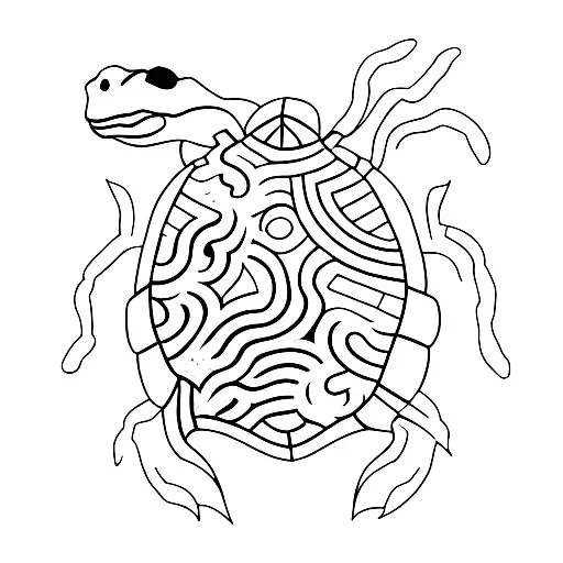 A Minimalist Representation Of A Turtle Diving Into A Pool Of Luck