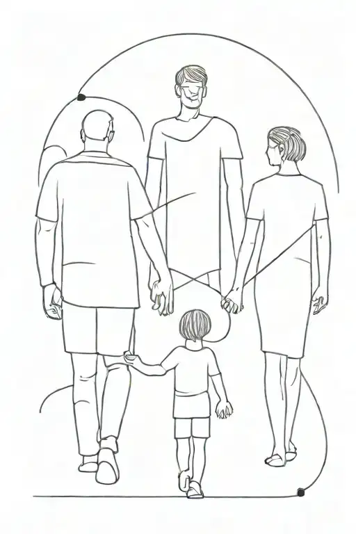 Father And Children Holding Hands Plus The Number 26
