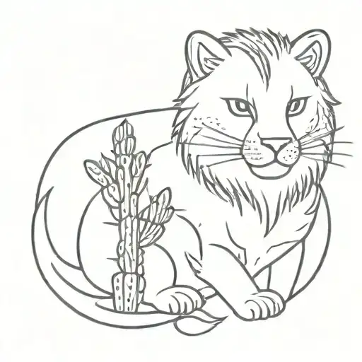 Lion Cactus Cat Cute