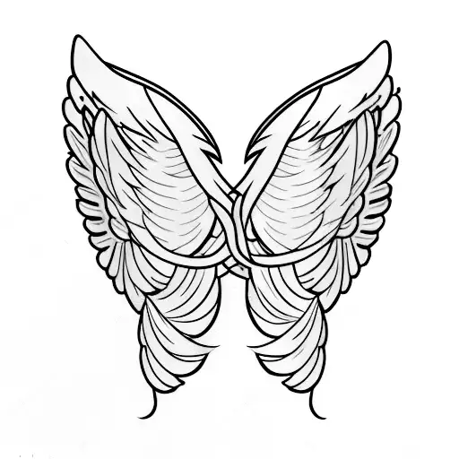 Angel Wings Made Of Feathers And Stars