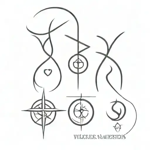 Ankle Tattoo Of Aquarius Virgo Sagittarius Symbols Combined