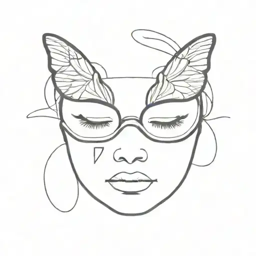 Face With A Dark Butterfly As Eyemask Frontal View