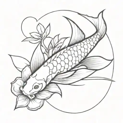 Koi Dragon And Flower