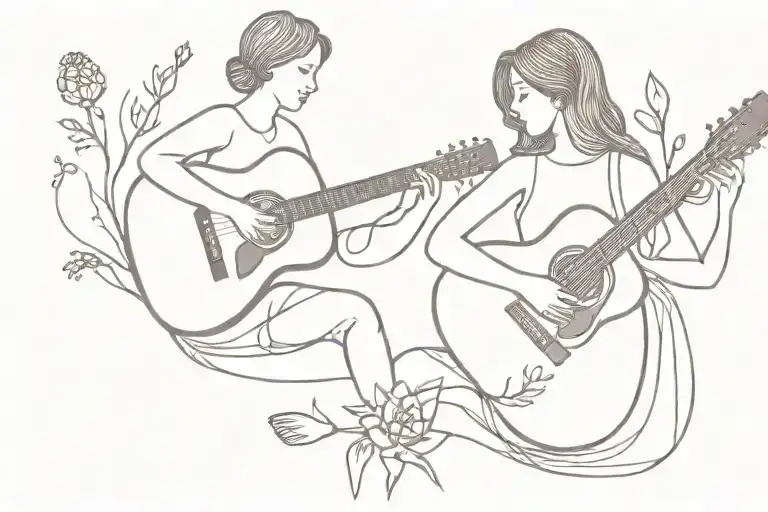 Mom Dad Guitar Lavender Line Work