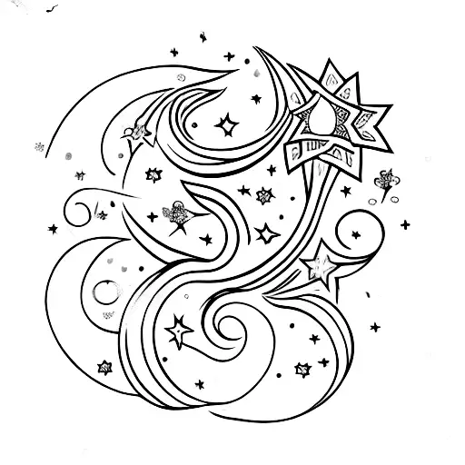 Elegant Crescent Moon With Delicate Star Constellations