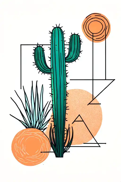 Geometric Design Incorporating Abstract Shapes And Cactus