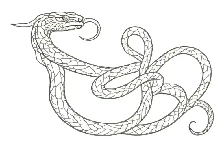 Fine Line Tattoo Snake Wrapped Around Dagger