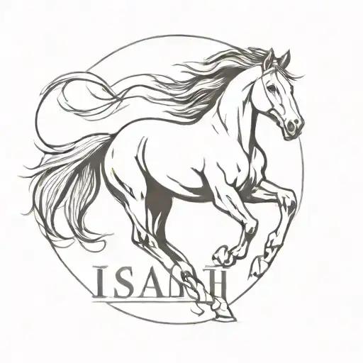The Name Isaiah With A Mustang Horse Galloping
