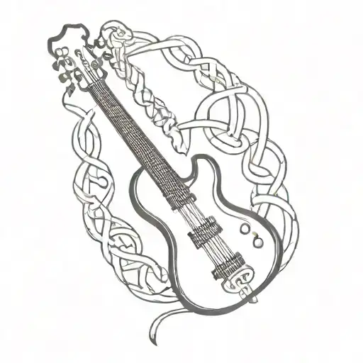 A Bass Guitar Intertwined With Intricate Norse Runes