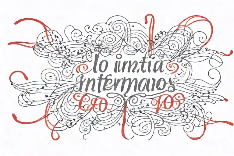 Quote 'Lo Intentamos ' In Cursive No Background And A Fine Red String Across The Letters