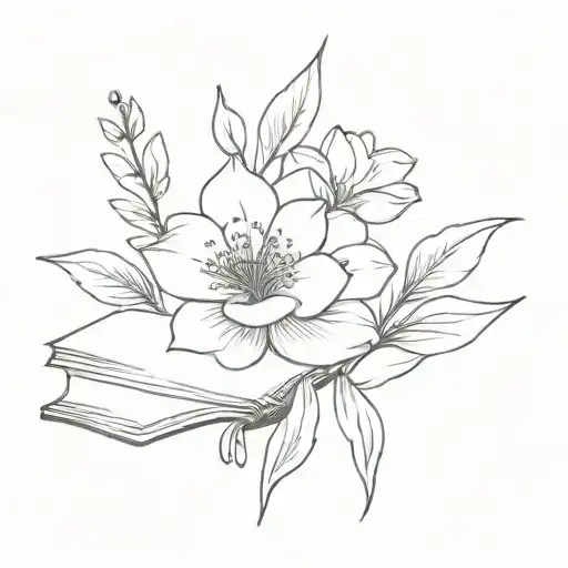 Stamp With Book Growing Flowers