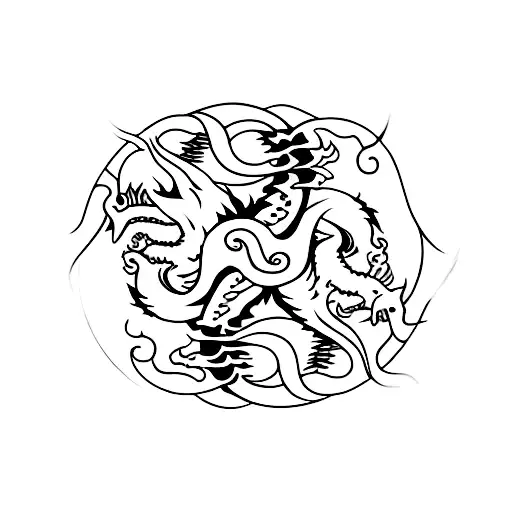 Dragon And Bull In A Yin Yang Symbol