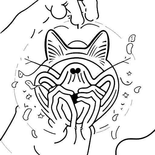 Cat Holding In Her Paw A Hot Air Baloon Closeup