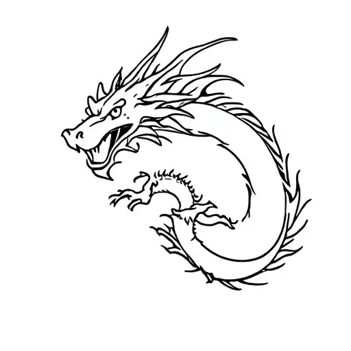 Stencil Of Western Dragon Flying