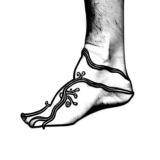 Coral Snake Outline Around Ankle With Splashes Of Color Behind