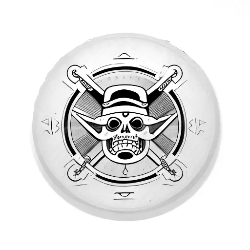 Straw Hat Pirate Logo With Cursed Aztec Coin