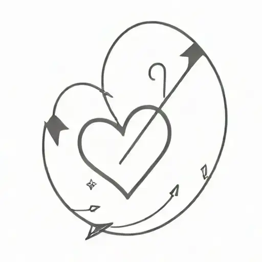 Heart Outline Arrow Through Going To The Upper Right