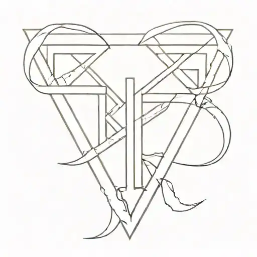 Black And White Sketch Of A Tattoo With The Teyvaz Rune And The Inscription Khoper