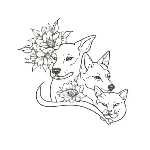 Floral Dog And Cat