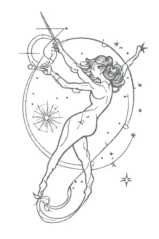 Sagittarius Sun Sign Over Aquarius Constellation