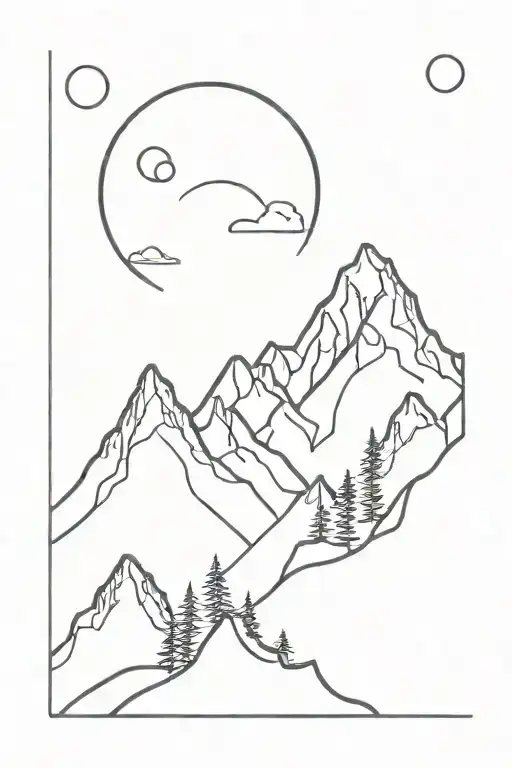 Mountian And Moon