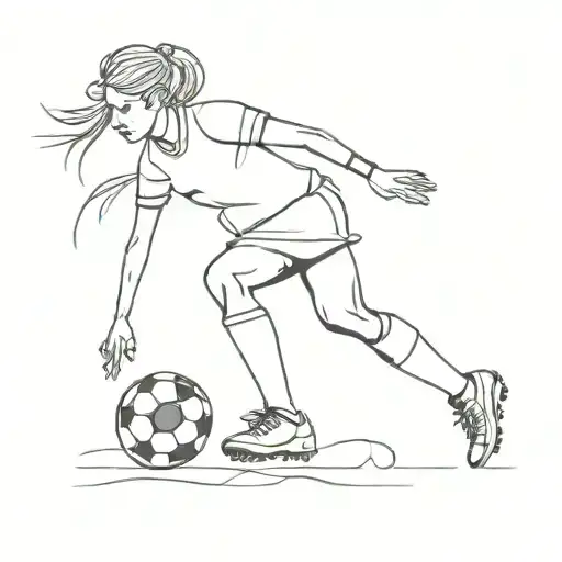 Female Footballer Kicking A Ball