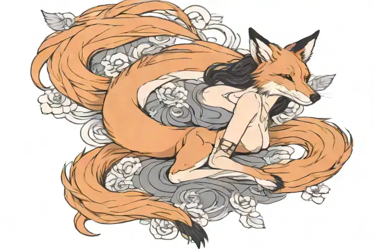 Nine Tail Fox Dark Skin Korean Girl
