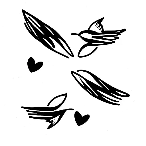 Three Little Birds With Love Music And Peace Signs