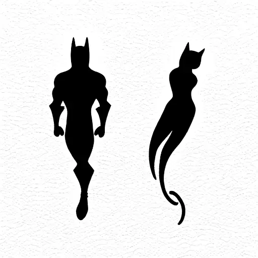 Batman And Cat Woman Over Gotham