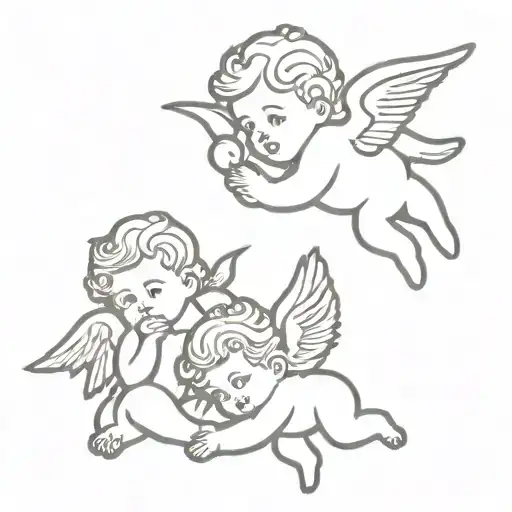 Three Putti Cherub Angel