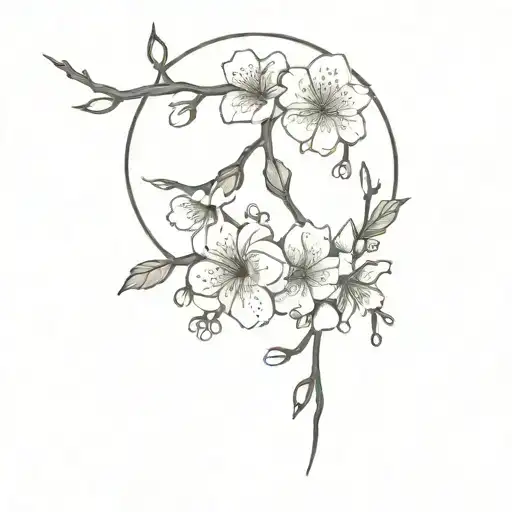 Moon With Cherry Blossoms