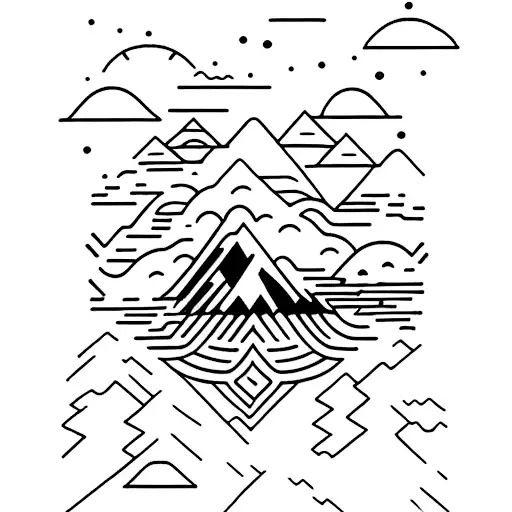 Fine Line Nature Tattoo With Mountain