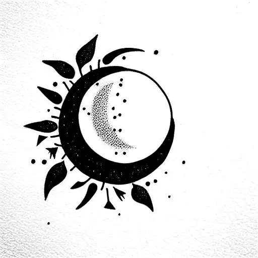 Minimalistic Moon With Flowers