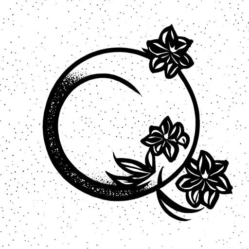 Minimalistic Moon With Flowers
